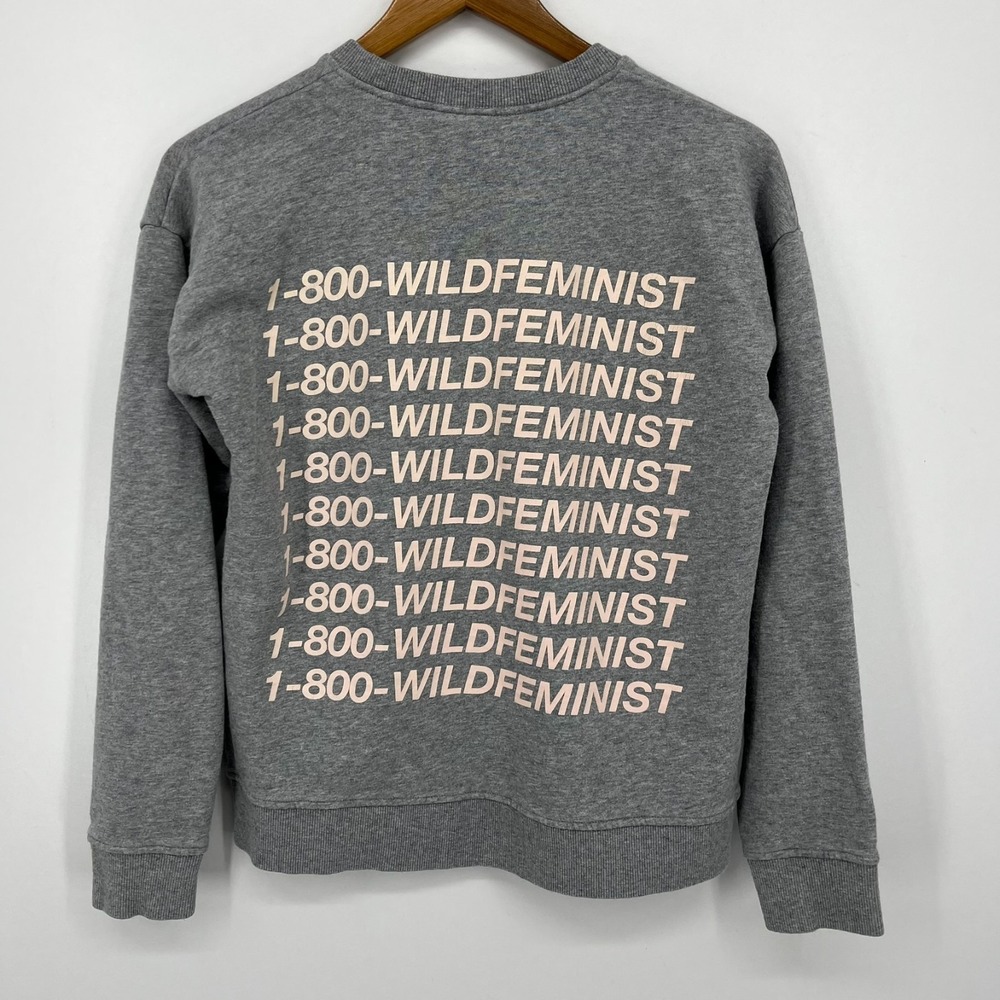 Wildfang‎ Sweatshirt Women's Size S Gray 1-800-Wild Feminist Crew Neck Pullover